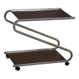 Vintage aluminium and plywood bar cart, Germany 1980s