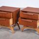 Teak Bedside Tables with Oak Frame, Denmark, 1960s, Set of 2