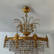 Lustre en bronze et cascade de pampilles en cristal