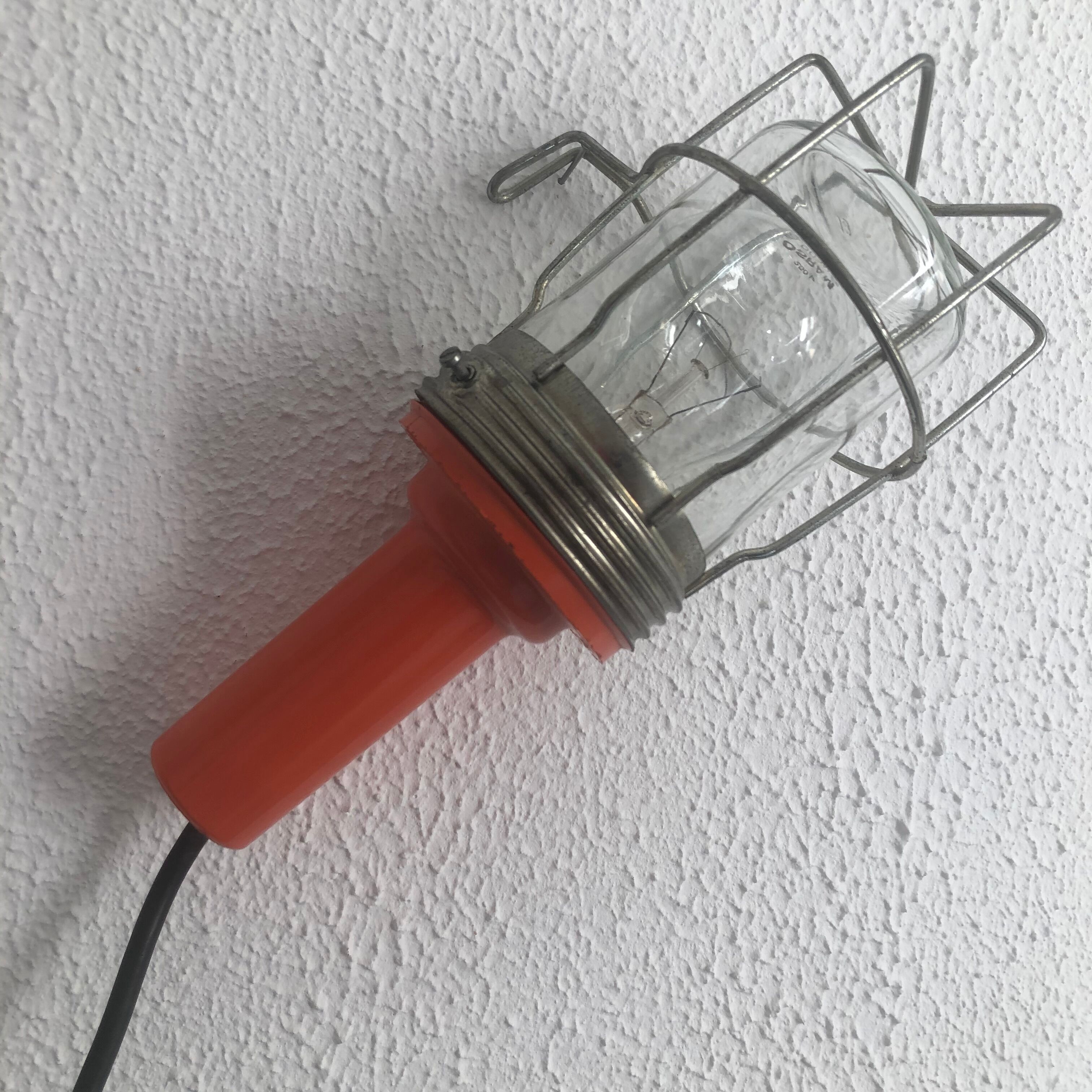 Vintage orange bakelite glass lamp - 25 cm