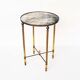 Vintage French round brass and glass side table