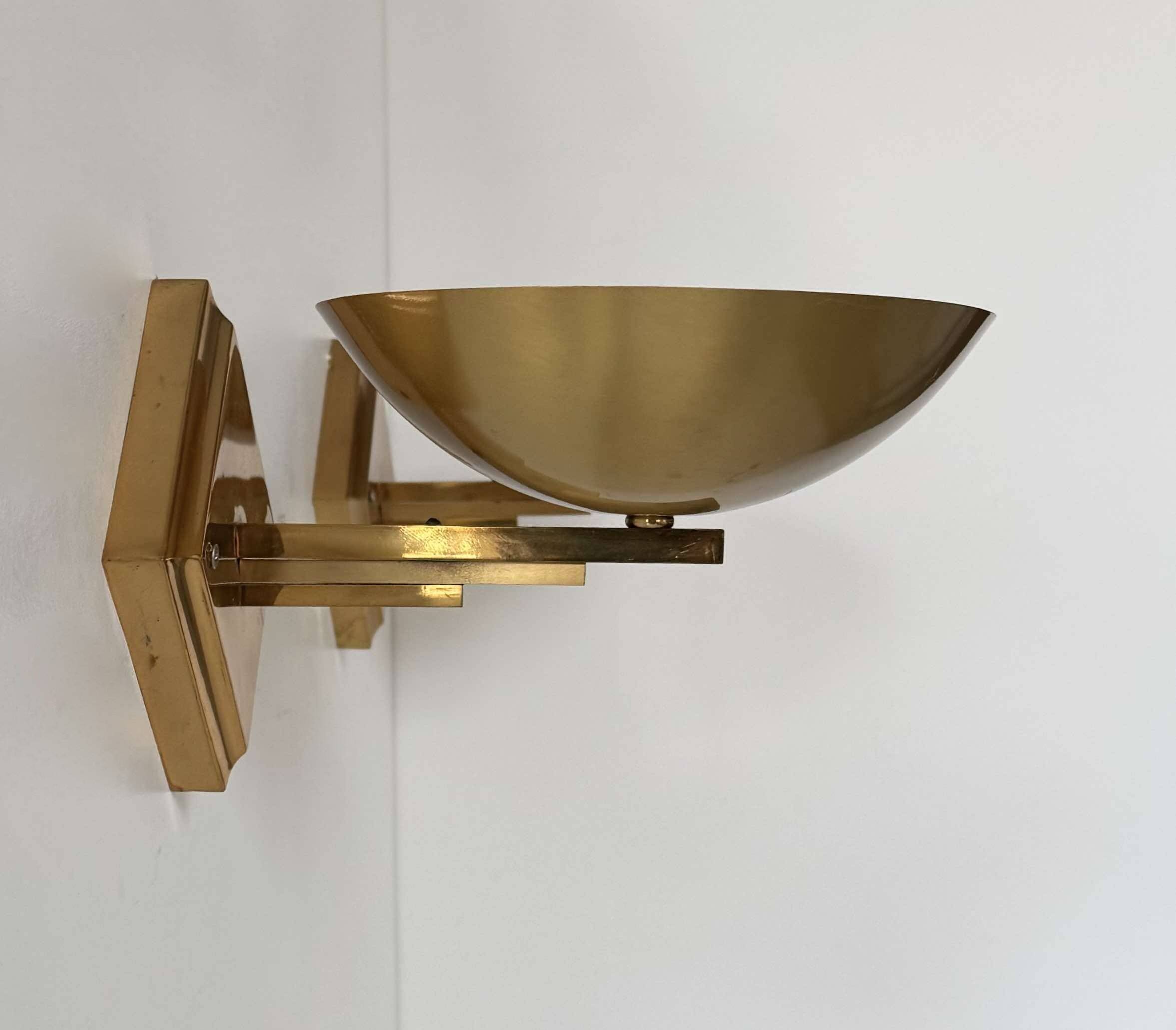 Pair of vintage brass wall lights, France 1970