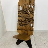 Chaise tribale sculptée à la main Afrique années 1960