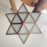 Vintage frosted glass and brass star pendant light