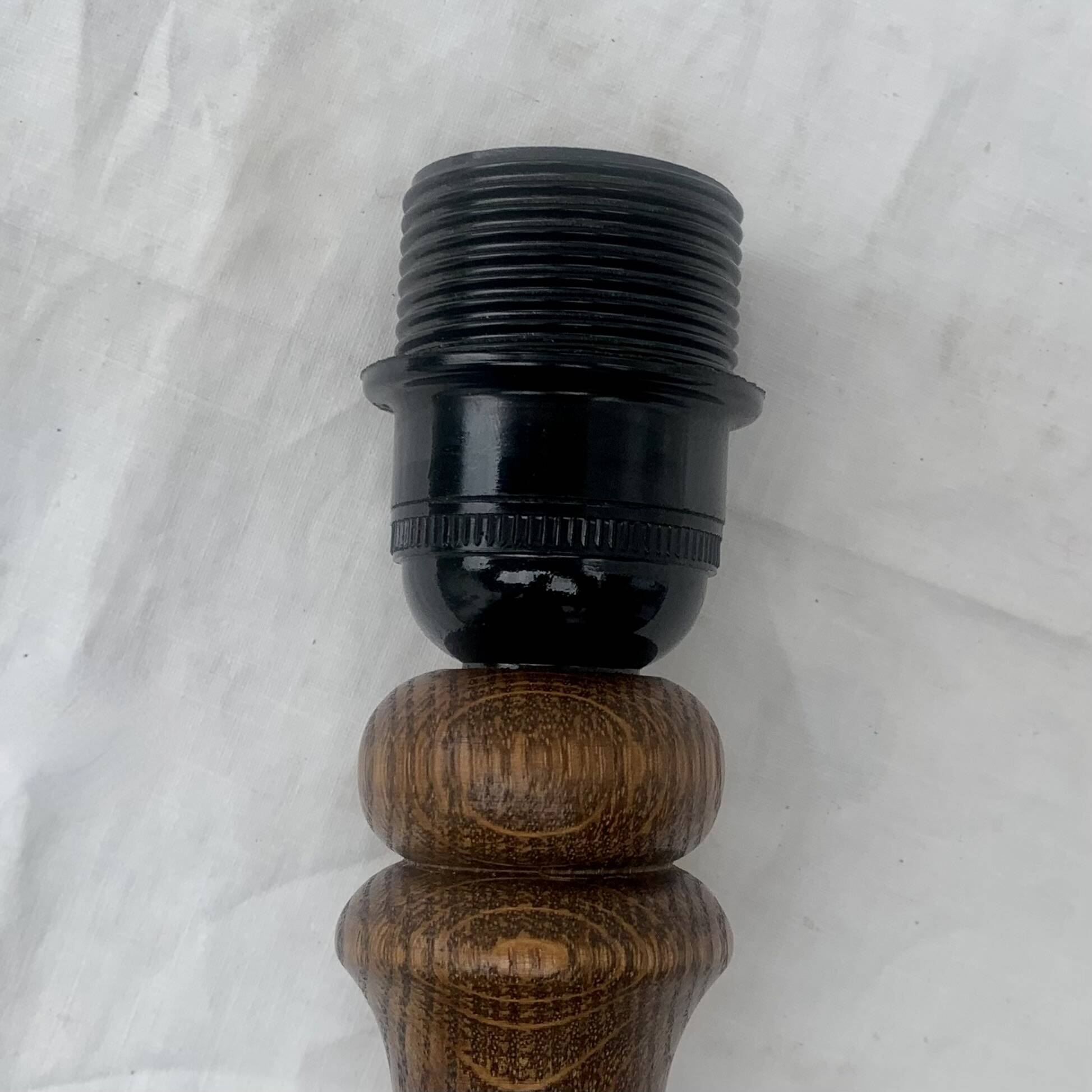 Antique turned solid wood lamp base