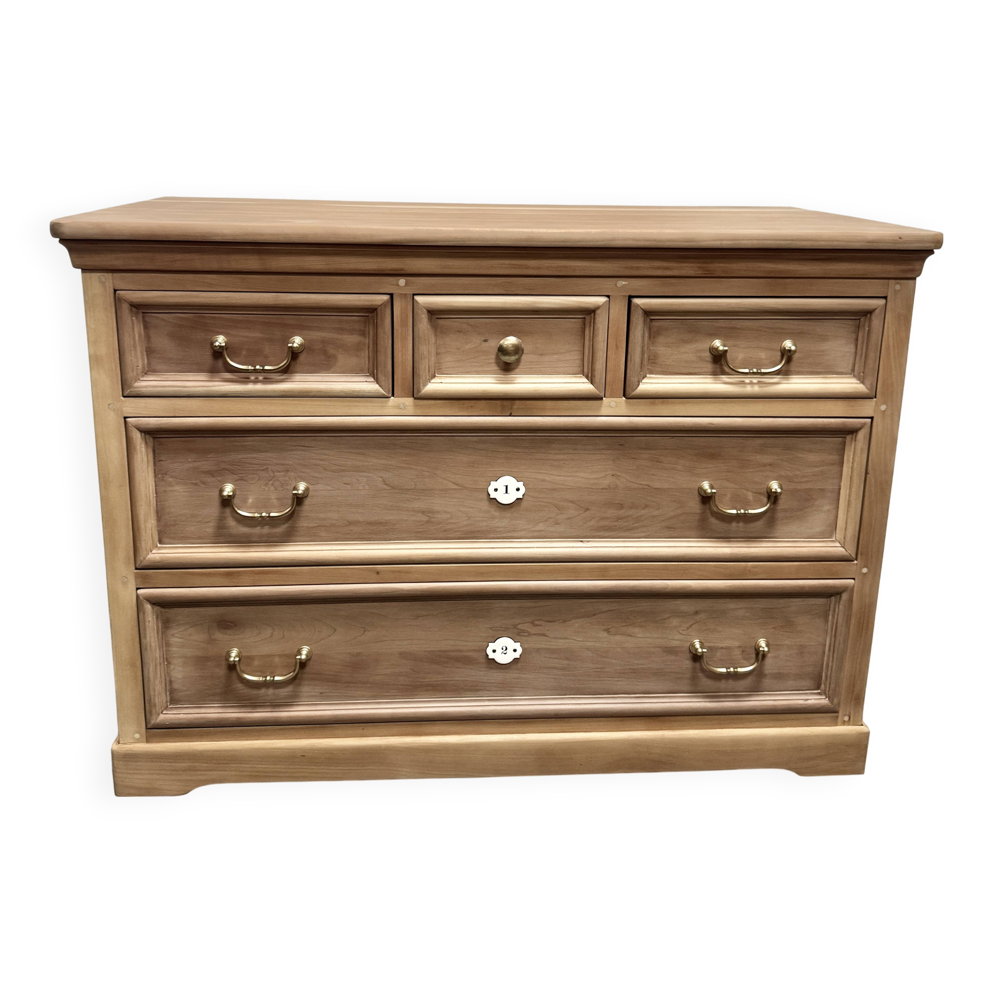 Commode Rustique En Merisier Massif - 4 Tiroirs - Marqueterie Croix De Saintonge