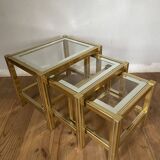 70s design nesting tables in metal and glass