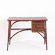 Bureau vintage en rotin et bois à tiroirs France années 1960