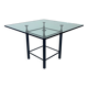 Table à manger postmoderne sur mesure en acier et verre épais, 1980s