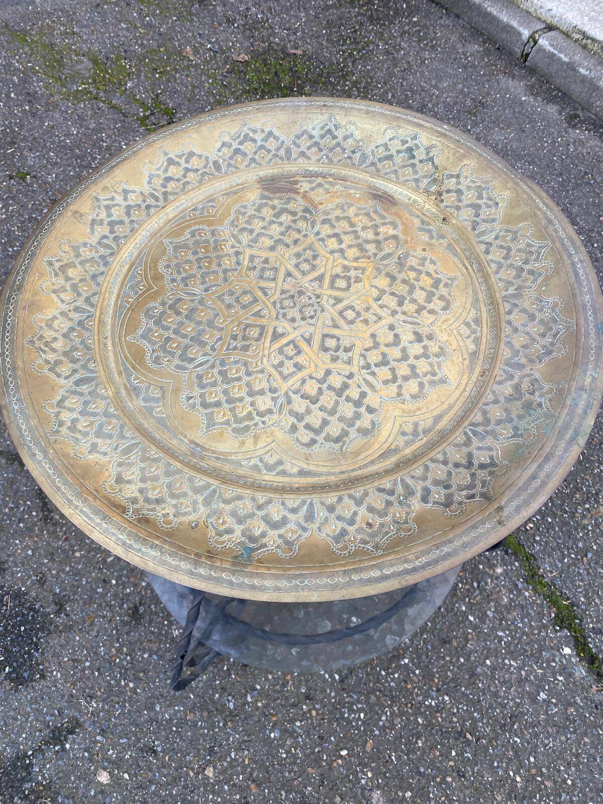 1970s round Moroccan side table
