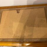 Ancien plateau art deco en bois signe dope