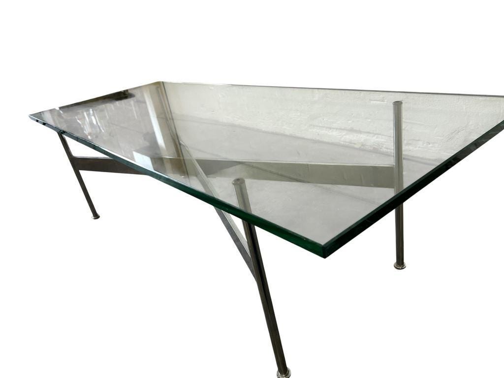 Vintage chrome coffee table / coffee table with glass