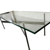 Vintage chrome coffee table / coffee table with glass
