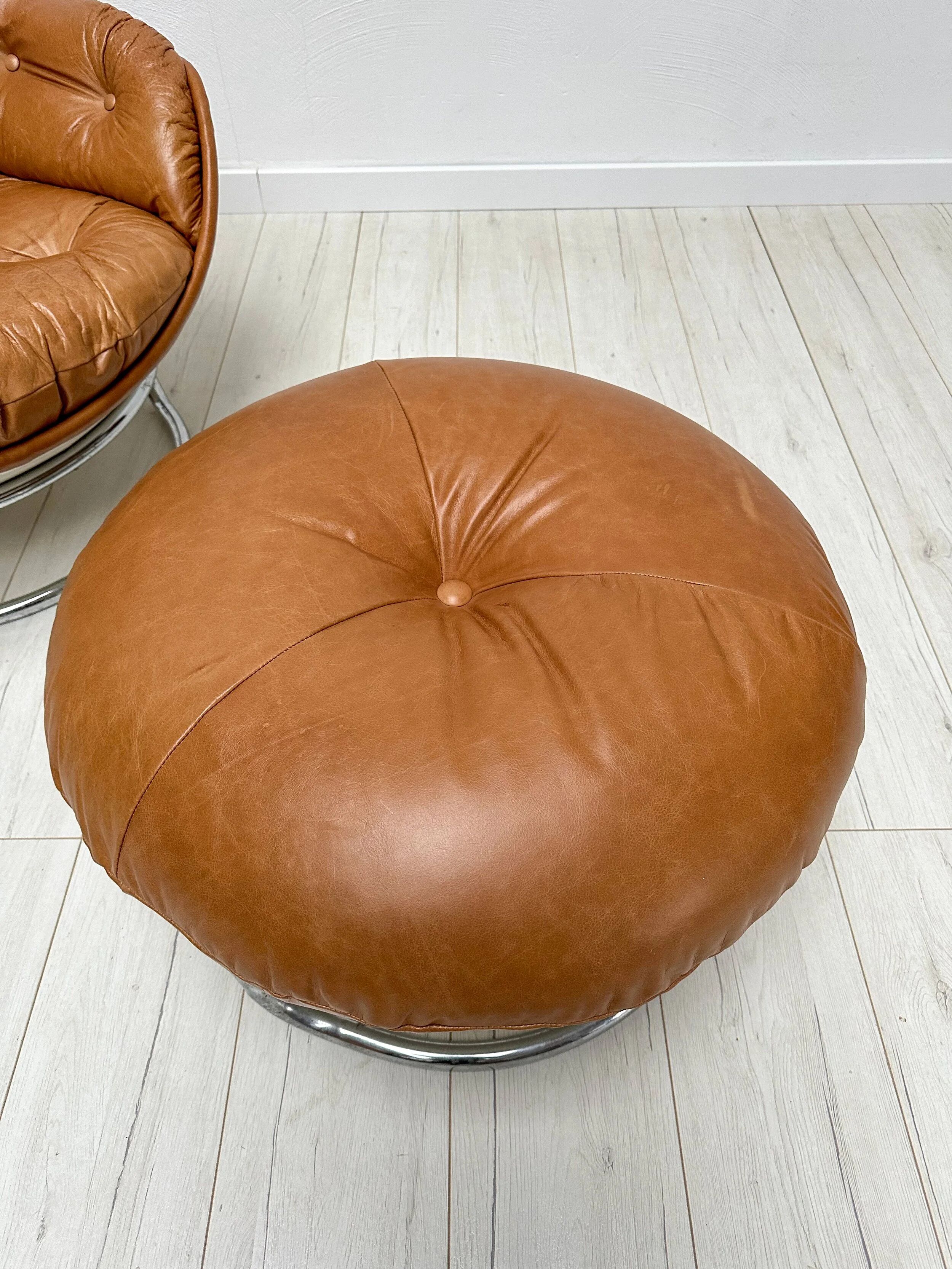 1960s Vintage leather 'Karate' Chair Set by Michel Cadestin for Airborne
