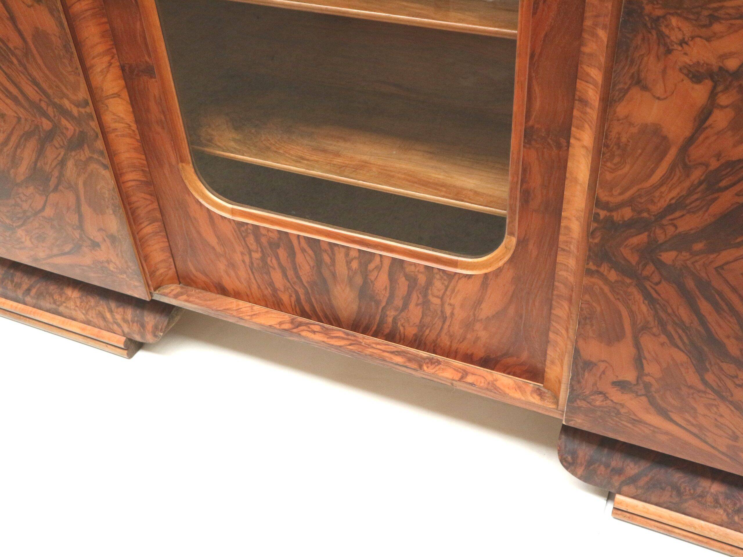 Large vintage burl walnut Art Deco cabinet made in the 1930s
