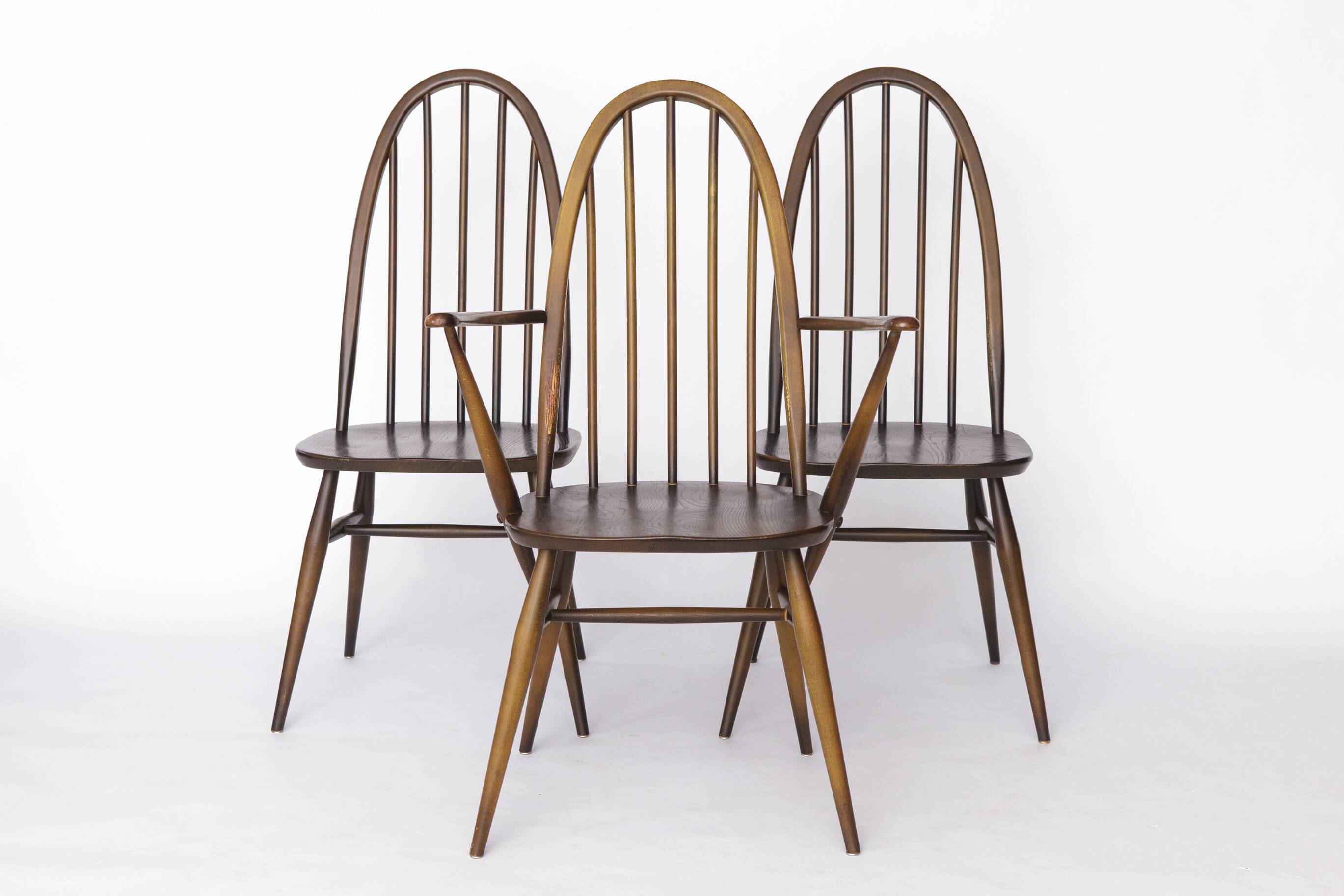 Set of 6 Ercol Quaker Windsor Dining Chairs | 1960s British Mid-Century Mod