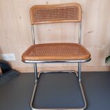 Set of 4 TIVIR chairs in cane and chrome metal.