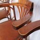 Set of 4 Vintage Bentwood Bar Stools, Brown Leather Seat, Nailhead Trim