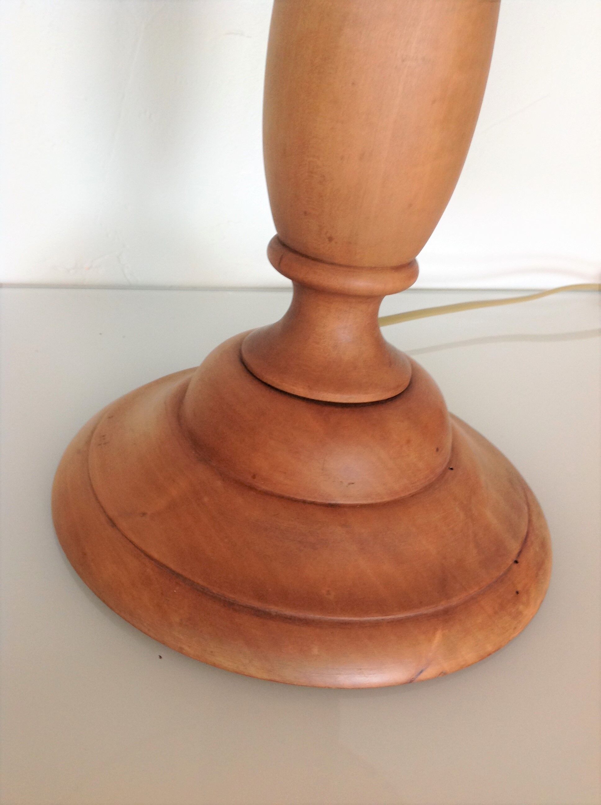 Turned wood lamp vintage 60s-70s