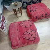 Handmade Berber pouf in wool 60 X 60 X 20 CM