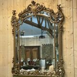 Large Louis XV style mirror with side panels, late 19th century