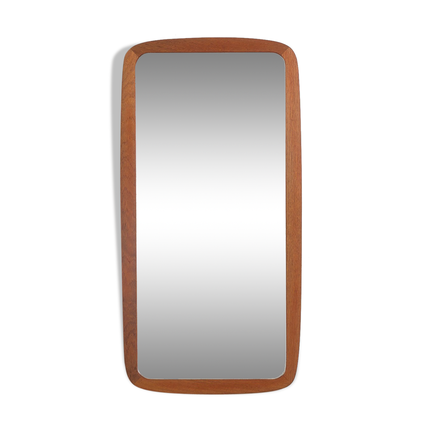 JM teak mirror with organic shape teak console, Denmark, 60s