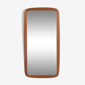 JM teak mirror with organic shape teak console, Denmark, 60s