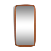 JM teak mirror with organic shape teak console, Denmark, 60s