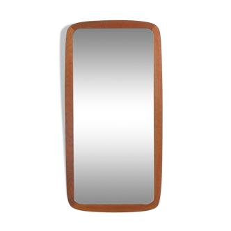 JM teak mirror with organic shape teak console, Denmark, 60s