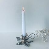 Silver flower candle holder