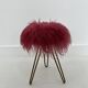Midcentury Modern Red Flokati Stool, 1950