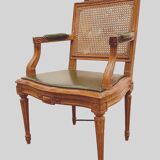 Fauteuil de bureau de style Louis XVI en hetre teinté XIX siècle