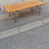 Vintage walnut and chrome coffee table