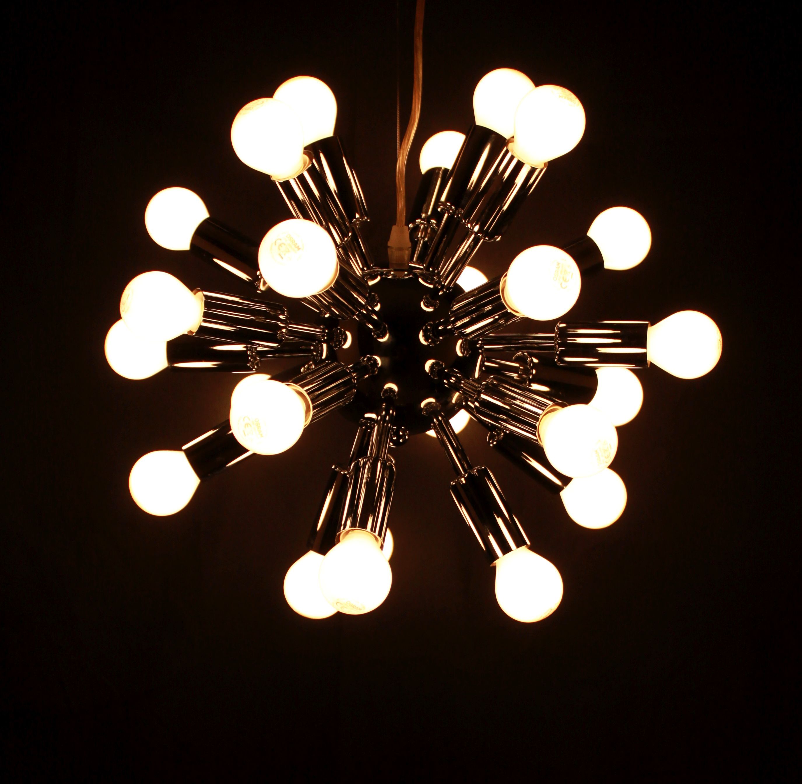 Sputnik chandelier in chrome metal, 24 lights