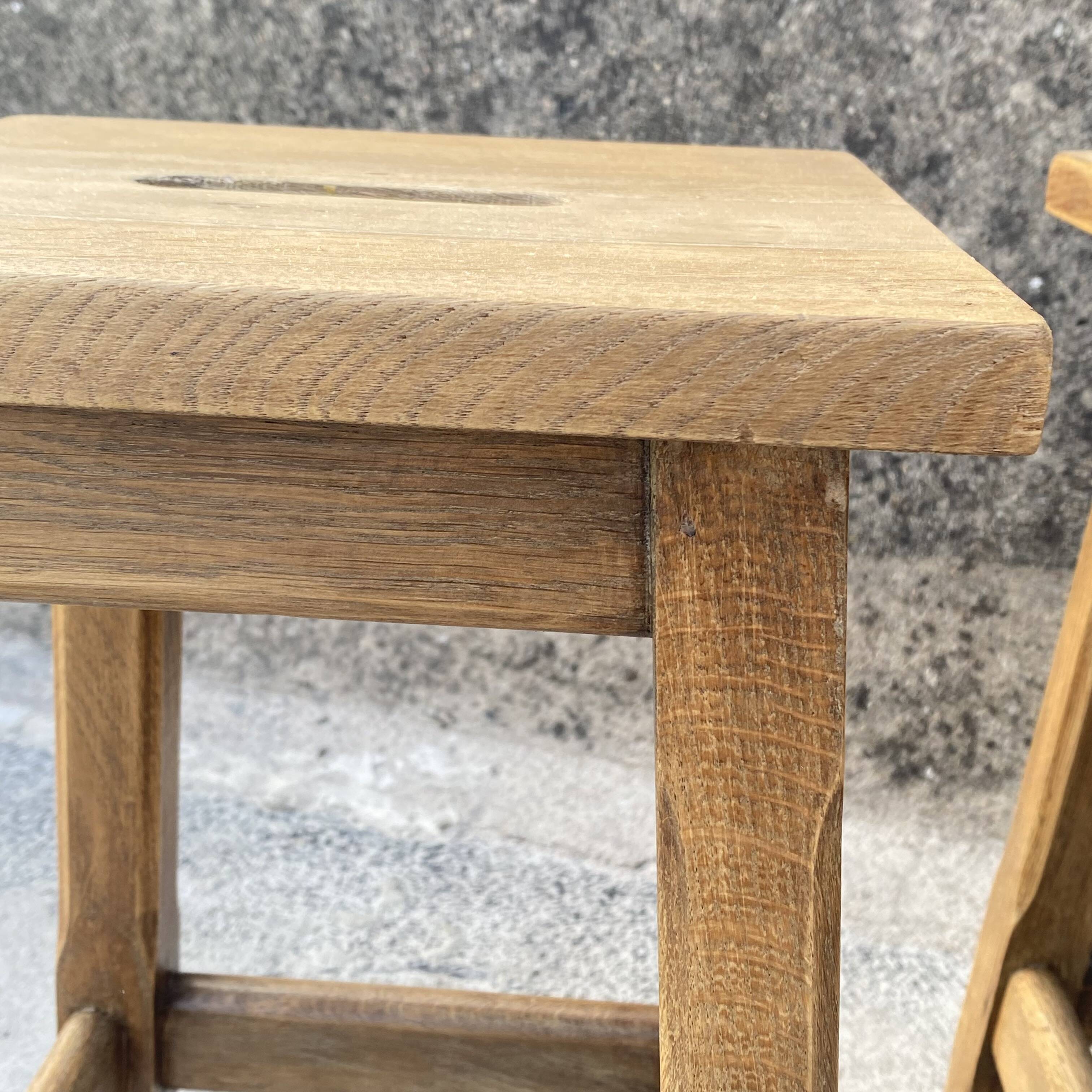 Set of 4 antique wooden farm stools