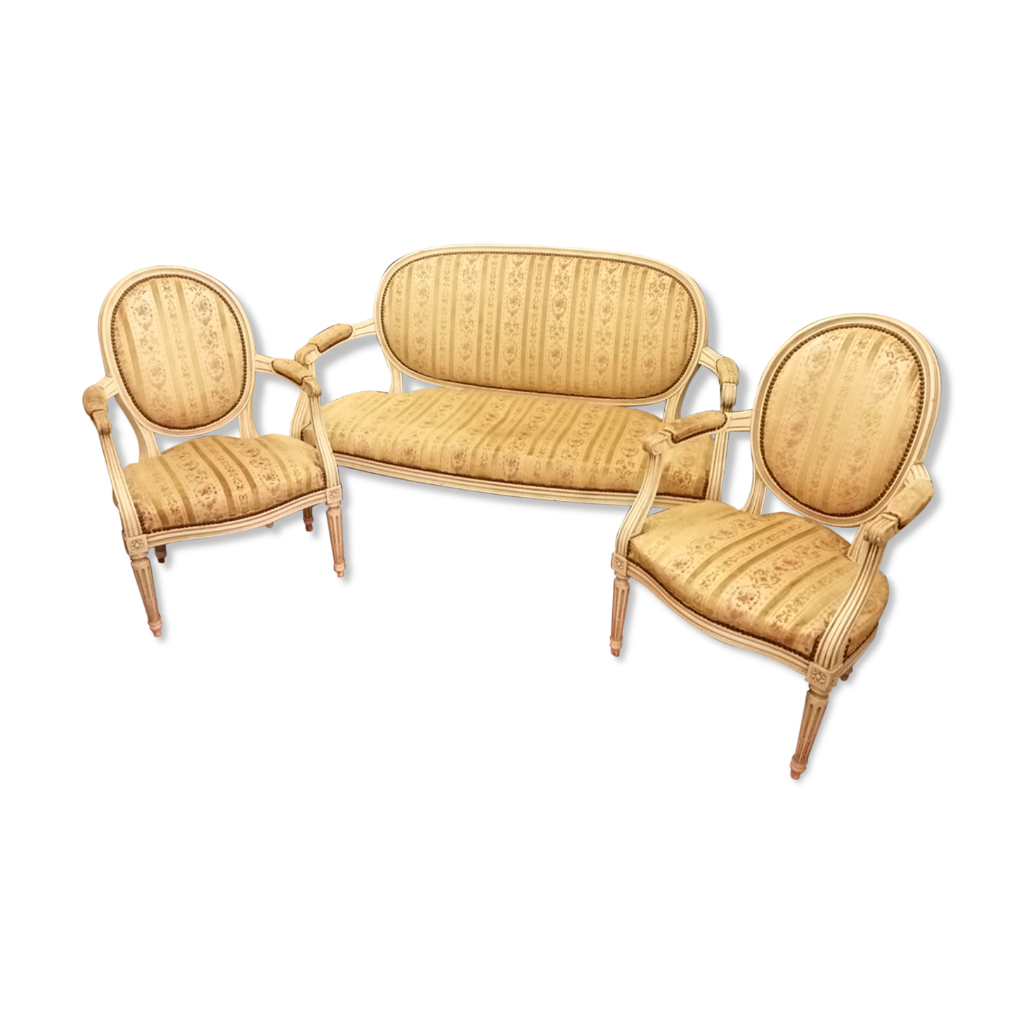 Louis XVI lounge bench - 2 armchairs