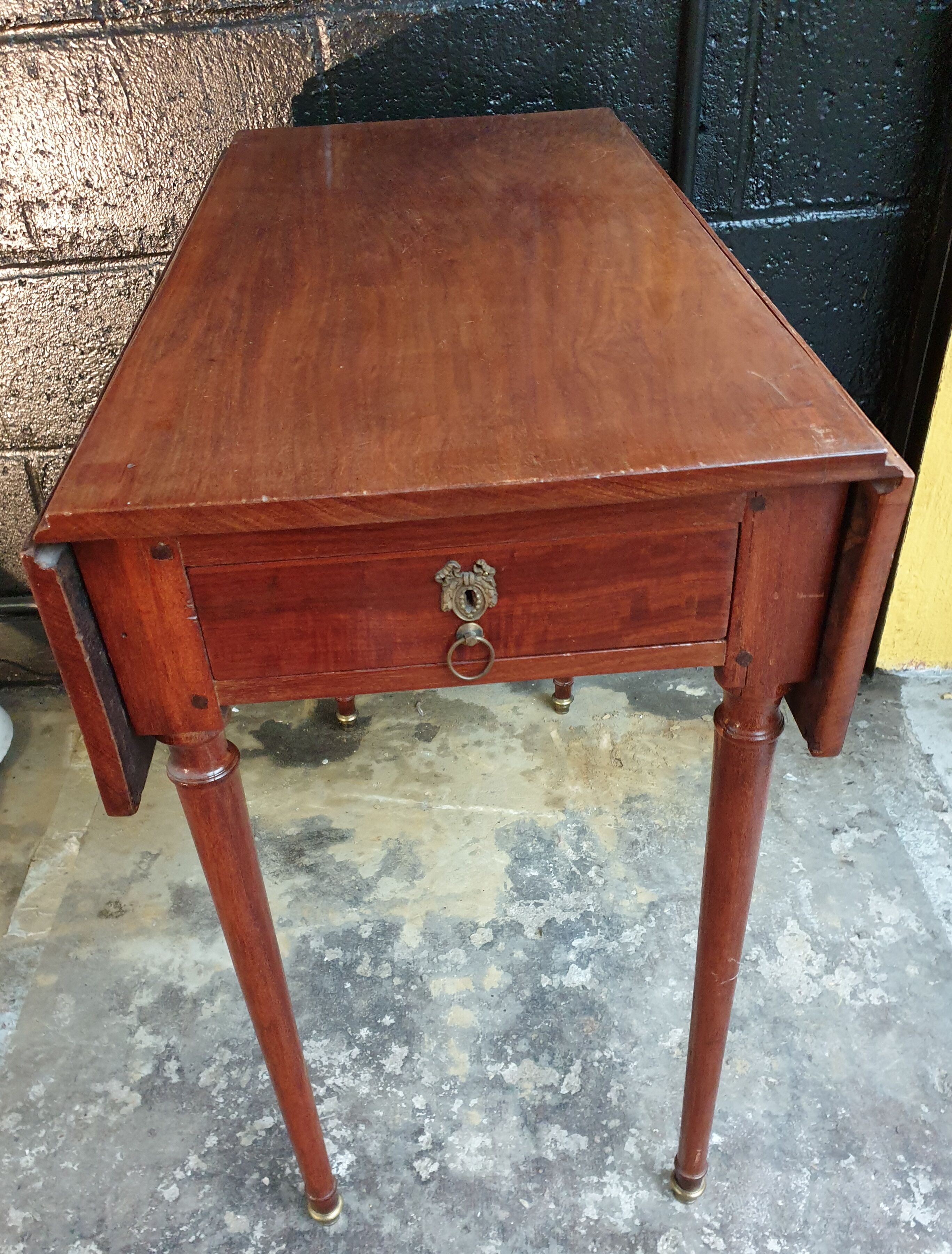 Old table with wooden shutters