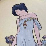 Large ceramic dish with Alfons Mucha decor