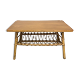 Table basse en rotin vintage