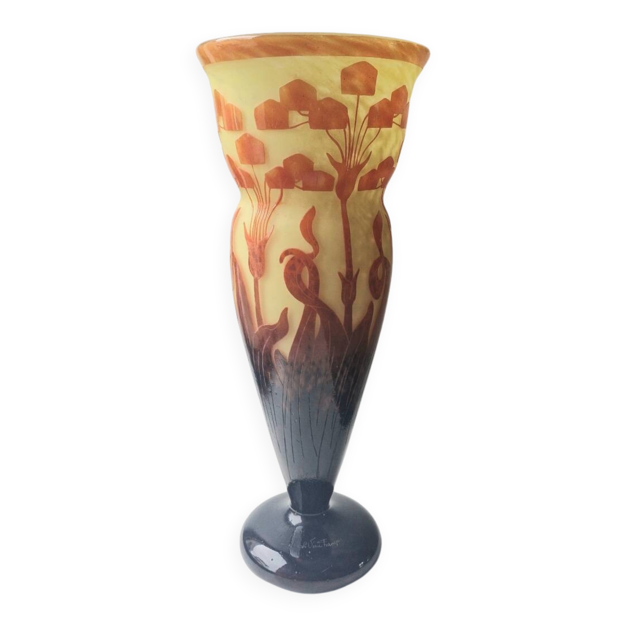 French Glass Vase Schneider