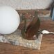 Art Deco swan pose lamp in regulation on marble base globe glass opalin 1940/50