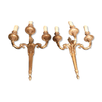 Pair of bronze wall lamps