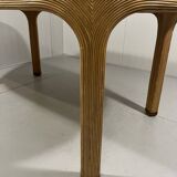 Vivai del Sud rattan & travertine dining table Italy 1960’s