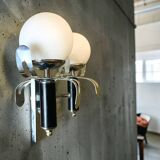 Pair Brutalist double wall sconce lights