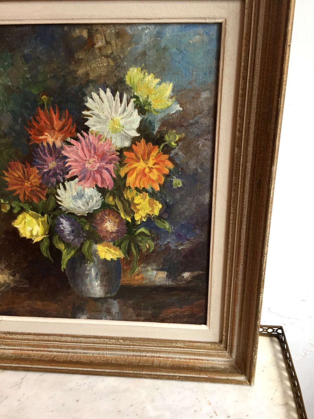 Bouquet of flowers oil on panel