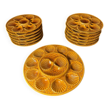 Oyster service Longchamp France – 12 plates + serving dish –