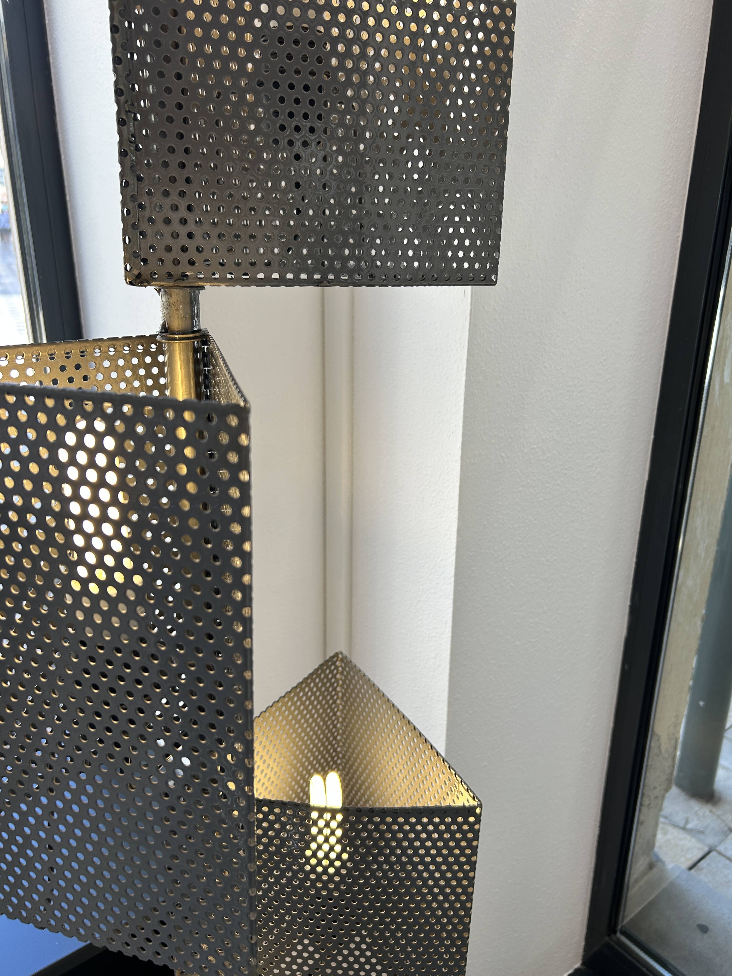 80s perforated metal floor lamp