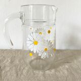Vintage Glass Pitcher Marguerites