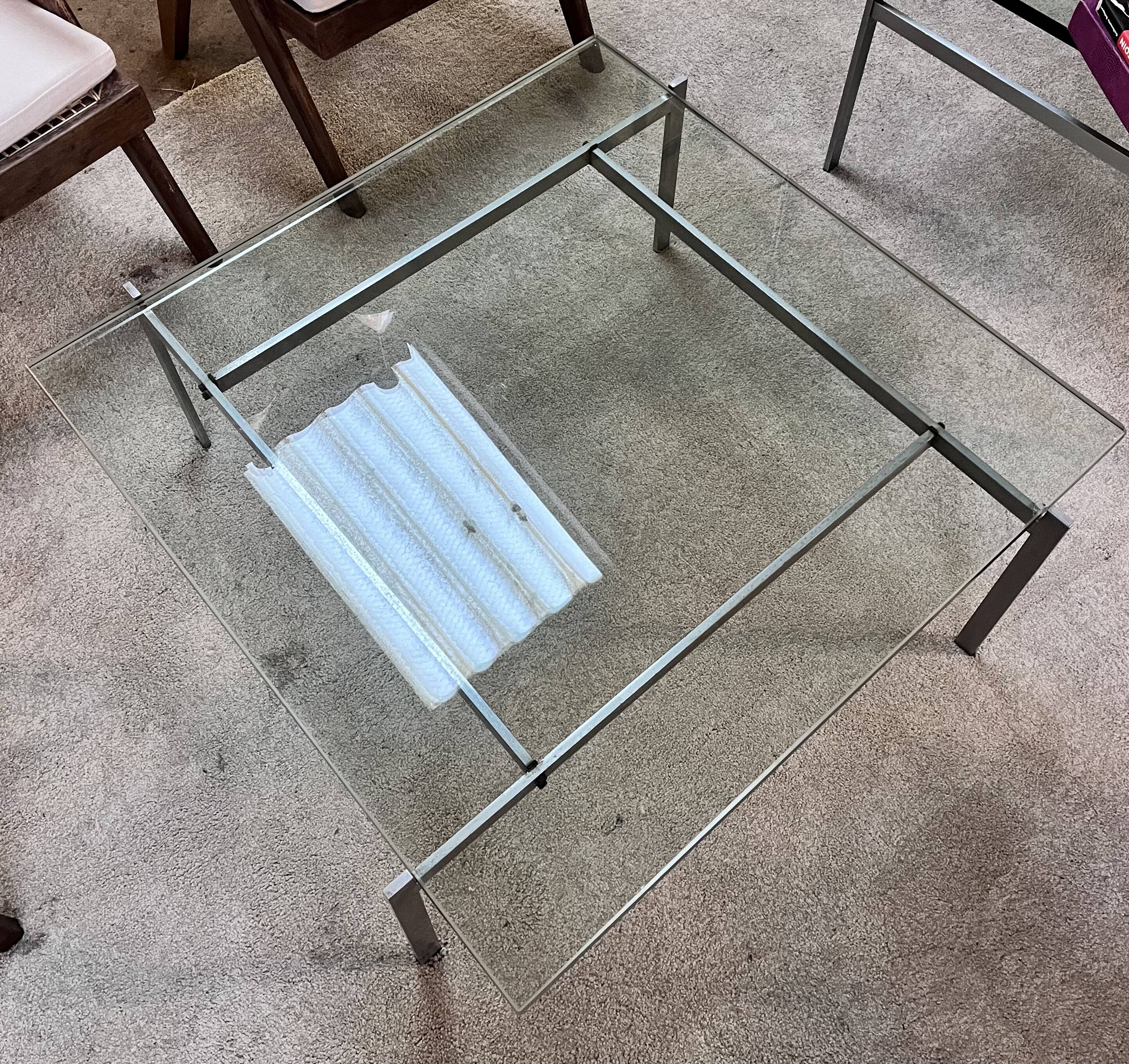 Poul Kjaerholm glass coffee table model PK61, Denmark 1960s