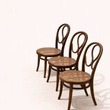 Set of three vintage bentwood bistro chairs – Cane seat – Mismatched